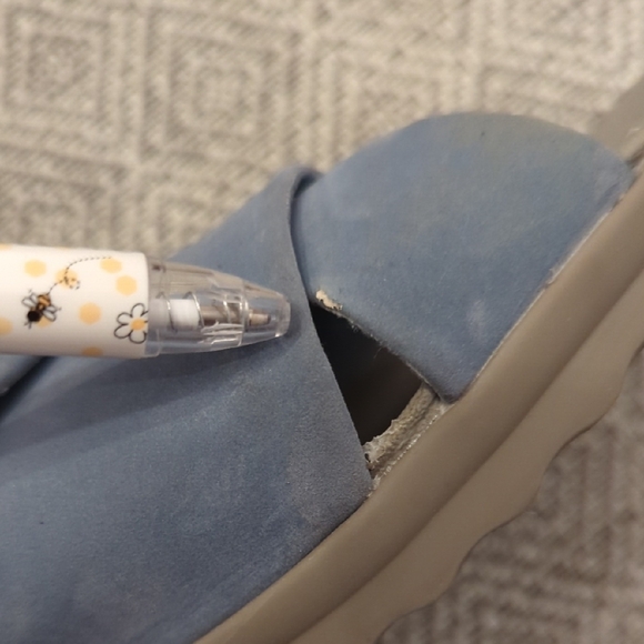 Cloudsteppers by Clarks Light Blue Suede Wedge Sandals - Picture 9 of 12